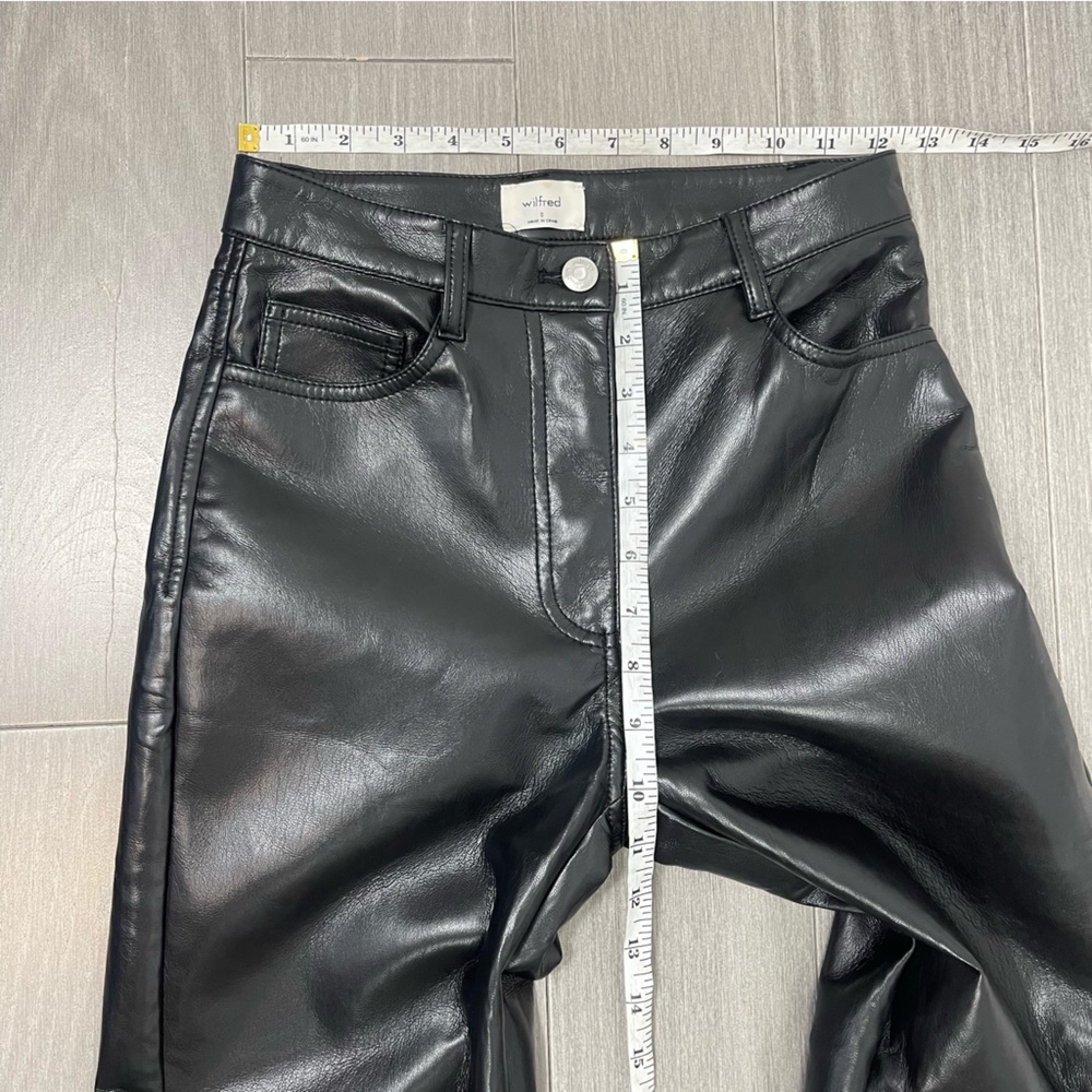 ARITZIA Wilfred The Melina Pant Black High Rise Straight Leg Faux Vegan Leather - Picture 15 of 16